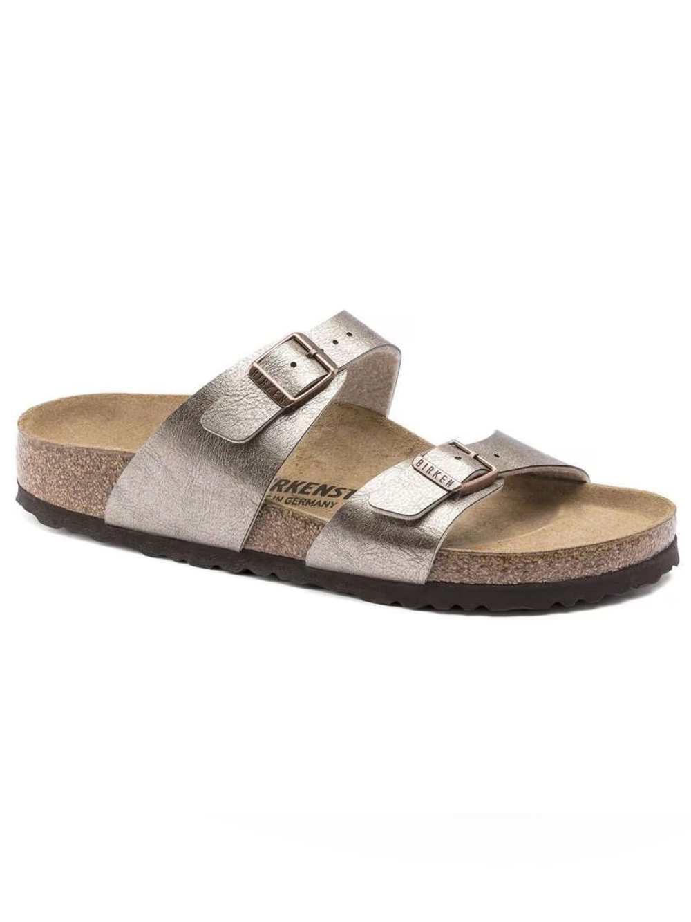 Birkenstock Two-Strap Metallic Taupe Sandals